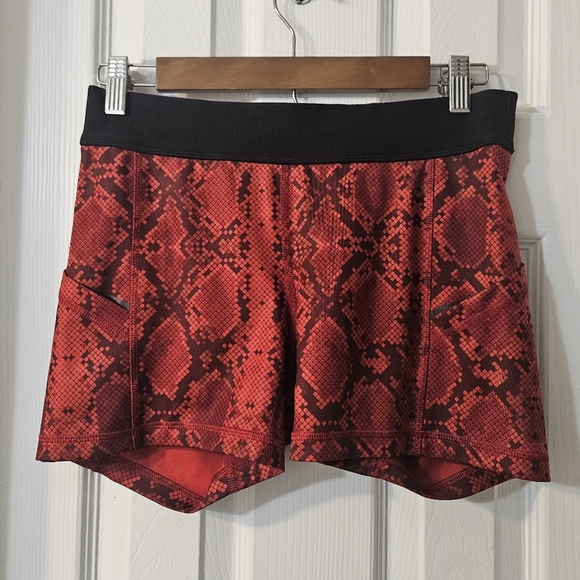 Lululemon Red Snake Print Athletic Shorts - Picture 1 of 4